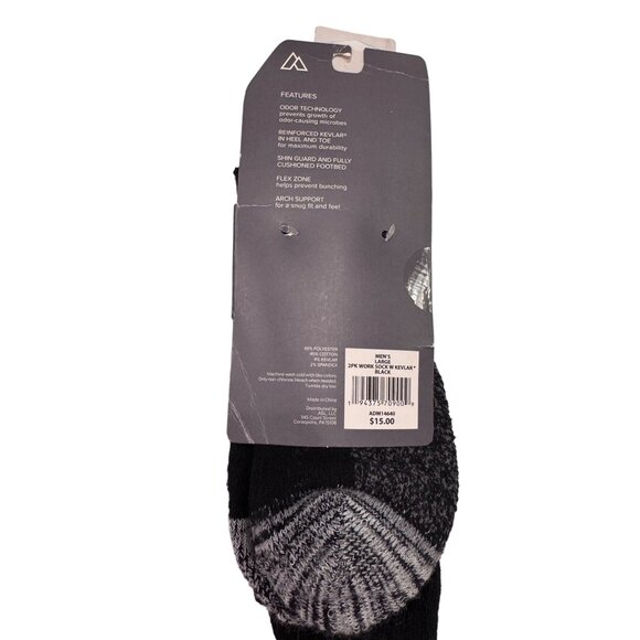 2- Alpine Design Wool Socks Ragg With Kevlar Size Large 9-12 Black NWT Gray Blac - Picture 5 of 5
